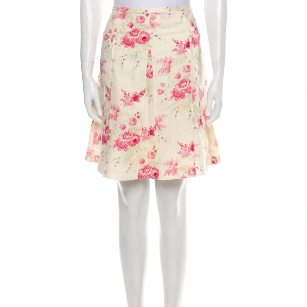 Cacharel Floral Cream and Pink Women's Skirt M - Picture 1 of 3